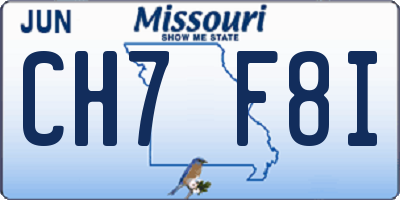 MO license plate CH7F8I