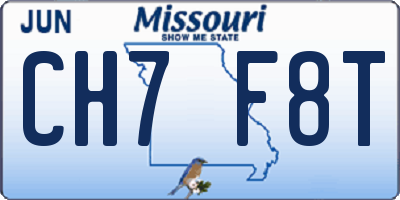 MO license plate CH7F8T