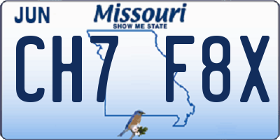 MO license plate CH7F8X