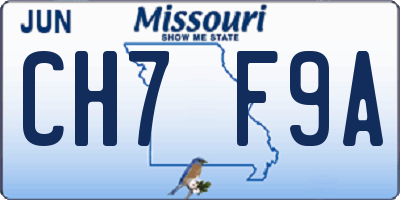 MO license plate CH7F9A