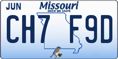 MO license plate CH7F9D