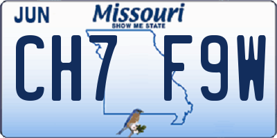 MO license plate CH7F9W