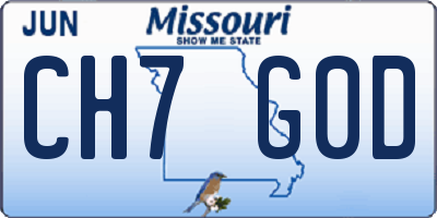 MO license plate CH7G0D