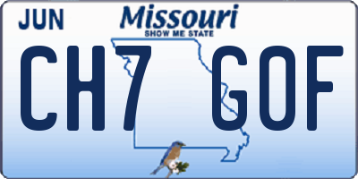 MO license plate CH7G0F