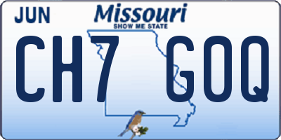 MO license plate CH7G0Q
