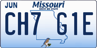 MO license plate CH7G1E