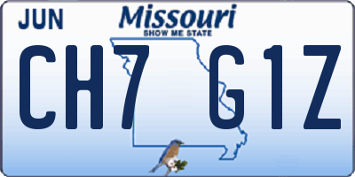MO license plate CH7G1Z