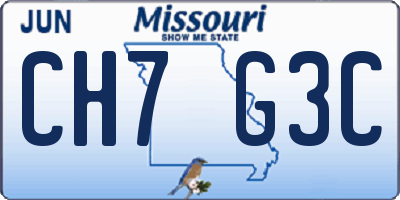 MO license plate CH7G3C