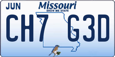 MO license plate CH7G3D