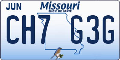 MO license plate CH7G3G