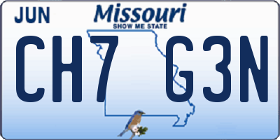 MO license plate CH7G3N