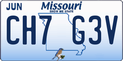 MO license plate CH7G3V