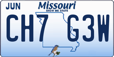 MO license plate CH7G3W