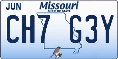 MO license plate CH7G3Y