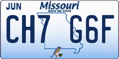 MO license plate CH7G6F