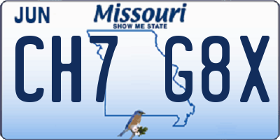 MO license plate CH7G8X