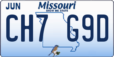 MO license plate CH7G9D