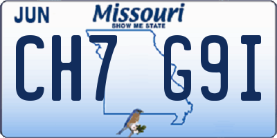 MO license plate CH7G9I