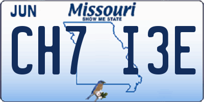 MO license plate CH7I3E