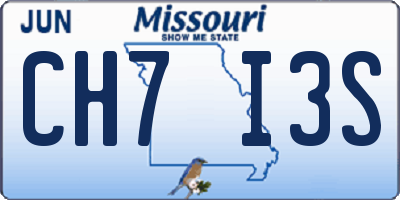 MO license plate CH7I3S