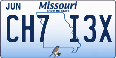 MO license plate CH7I3X