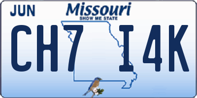 MO license plate CH7I4K