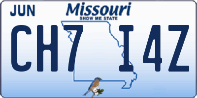 MO license plate CH7I4Z