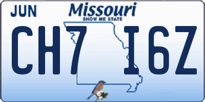 MO license plate CH7I6Z