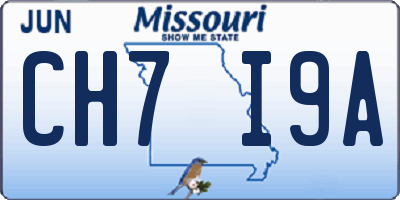MO license plate CH7I9A