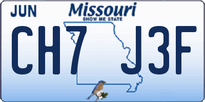 MO license plate CH7J3F