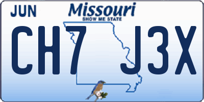 MO license plate CH7J3X