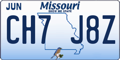 MO license plate CH7J8Z