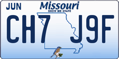 MO license plate CH7J9F
