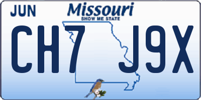 MO license plate CH7J9X