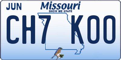 MO license plate CH7K0O