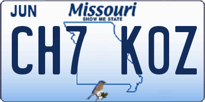MO license plate CH7K0Z