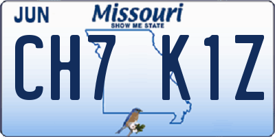 MO license plate CH7K1Z