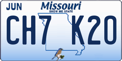 MO license plate CH7K2O
