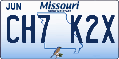 MO license plate CH7K2X