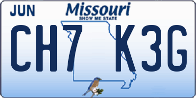 MO license plate CH7K3G