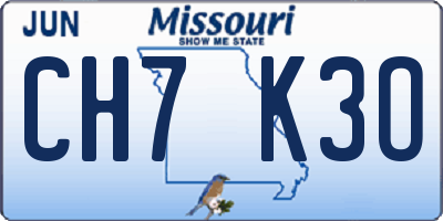 MO license plate CH7K3O
