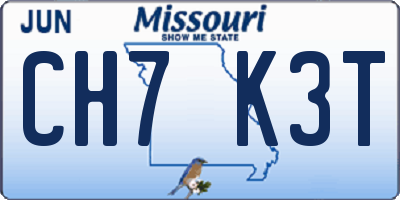 MO license plate CH7K3T