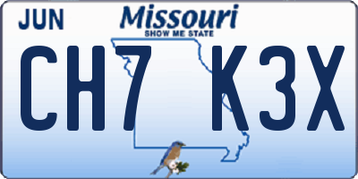 MO license plate CH7K3X