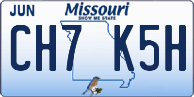 MO license plate CH7K5H