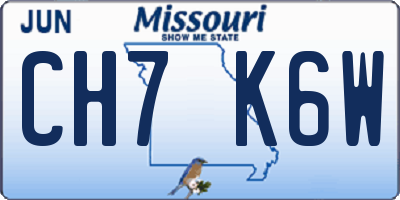 MO license plate CH7K6W