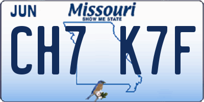 MO license plate CH7K7F