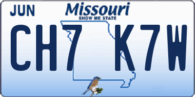 MO license plate CH7K7W