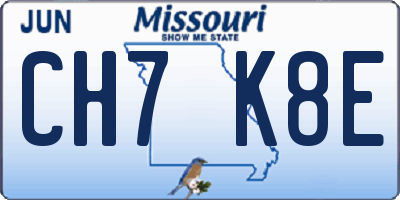 MO license plate CH7K8E