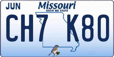 MO license plate CH7K8O
