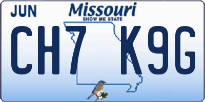 MO license plate CH7K9G